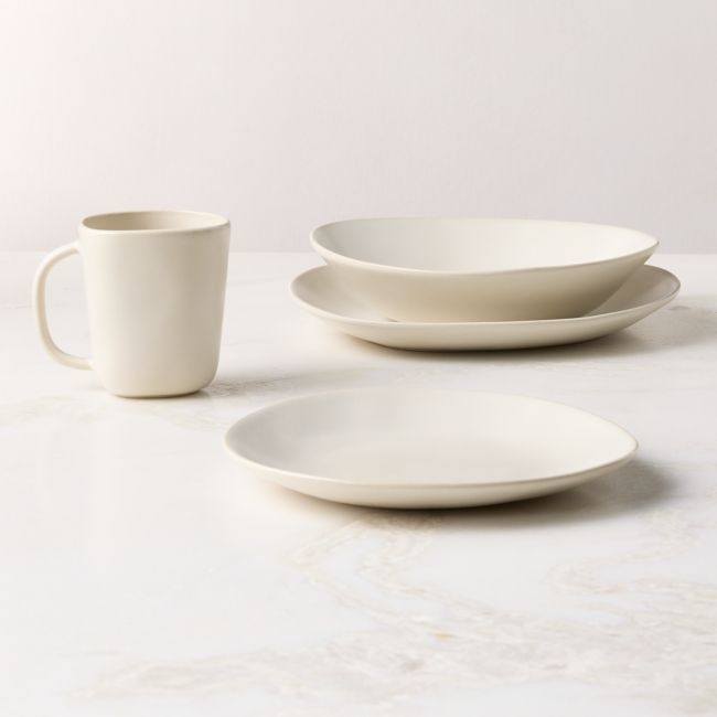 Selene 4-Piece Ivory Stoneware Dinnerware Set with Pasta Bowl - Image 0