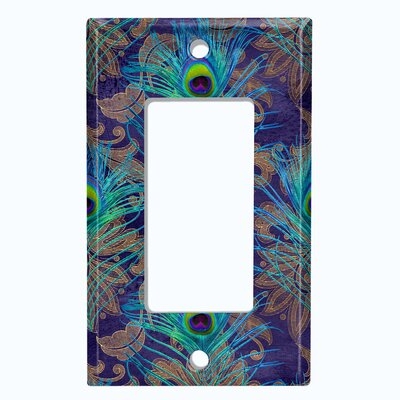 Metal Light Switch Plate Outlet Cover (Peacock Feather 3 - Single Rocker) - Image 0