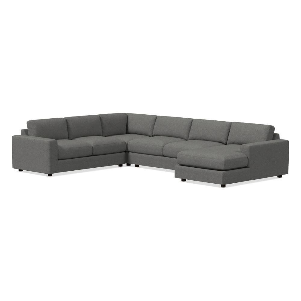 Urban 116" Right 4-Piece Chaise Sectional, Chenille Tweed, Pewter, Down Blend Fill - Image 0