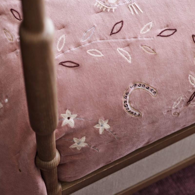 Heirloom Embroidered Organic Cotton Velvet Kids Twin Quilt by Jeremiah Brent - Image 3