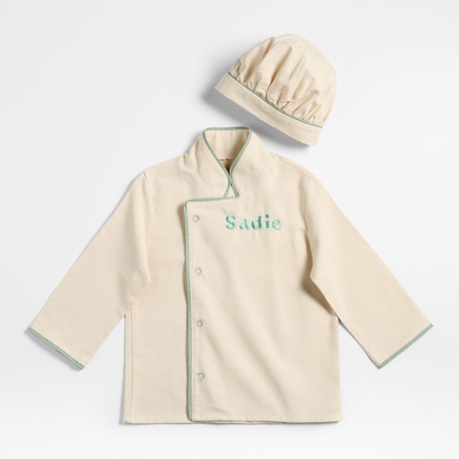 Natural and Green Kids Chef Coat and Hat Set - Image 0