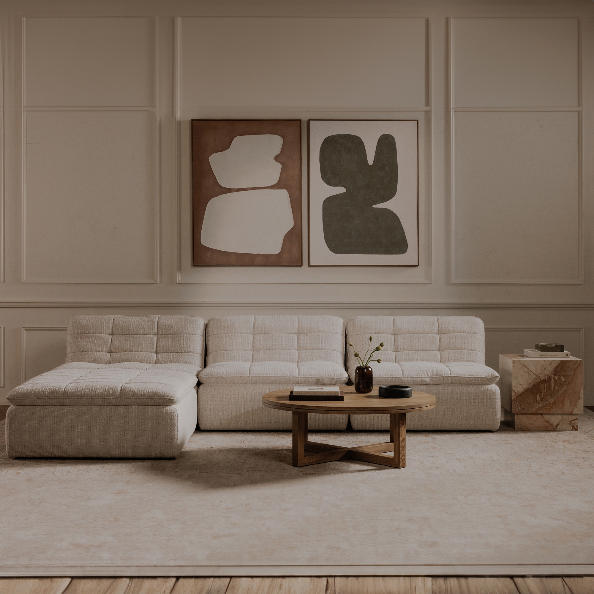 Lino Armless Modular Sofa Textured Oat - Image 5