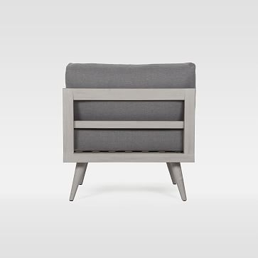 Teak Wood Base Outdoor Lounge Chair, Gray - Image 2