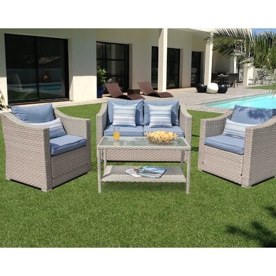 Ferncliff 4 Piece Rattan Sofa Seating Group with Cushions - Image 0