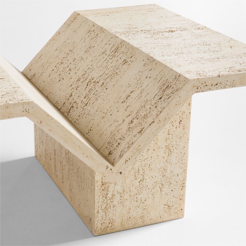 Hollywood Hills Faux Travertine Resin 60" Rectangular Coffee Table with Shelf by Brigette Romanek - Image 3