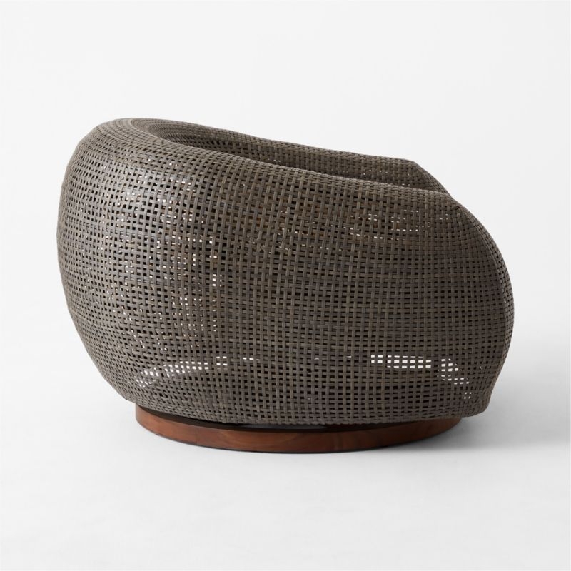 Laszlo All-Weather Rattan Outdoor Swivel Lounge Chair with Light Grey Sunbrella® Cushion - Image 3