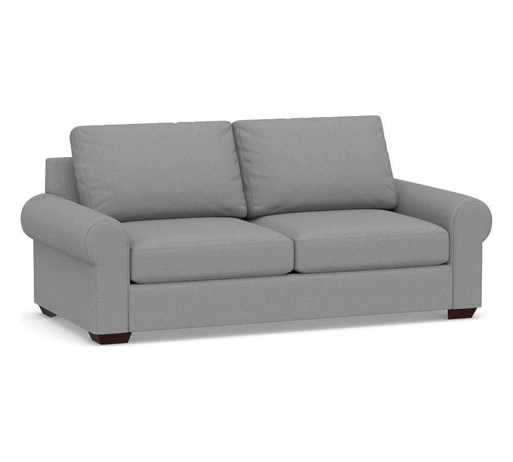 Big Sur Roll Arm Upholstered Sofa 84", Down Blend Wrapped Cushions, Performance Brushed Basketweave Chambray - Image 0