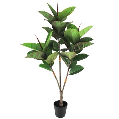 4Ft Real Touch Rubber Plant Fig Leaf Tree In Pot - Image 0