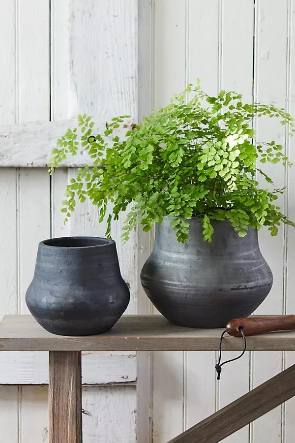 Charcoal Ceramic Bell Jar Planter, 7" - Image 0