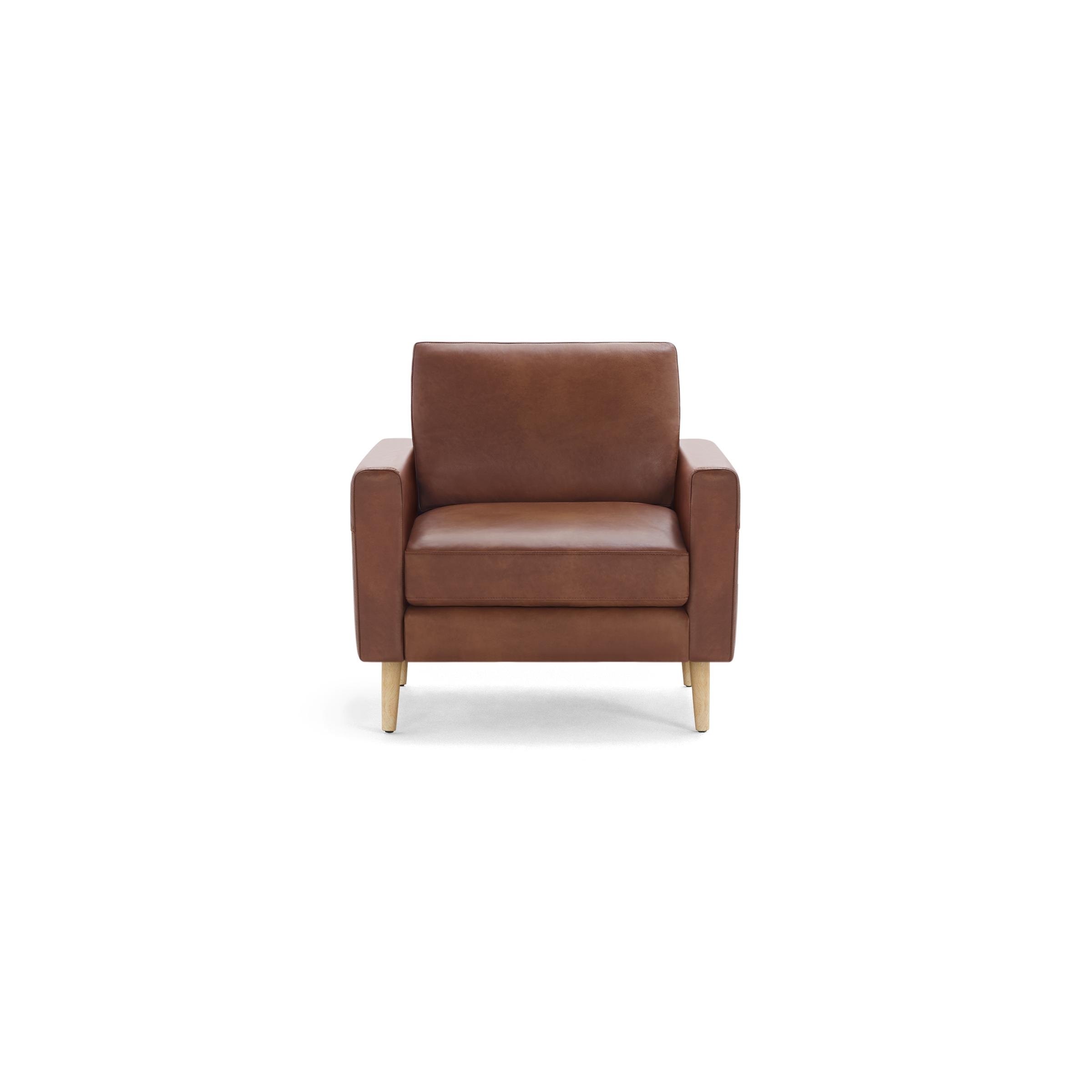 Nomad Leather Club Chair - Chestnut - Top Grain Leather / Oak - Wood / Block - Image 0