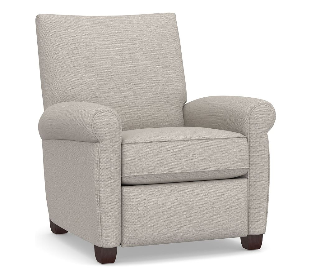Grayson Roll Arm Upholstered Recliner, Polyester Wrapped Cushions, Chunky Basketweave Stone - Image 0
