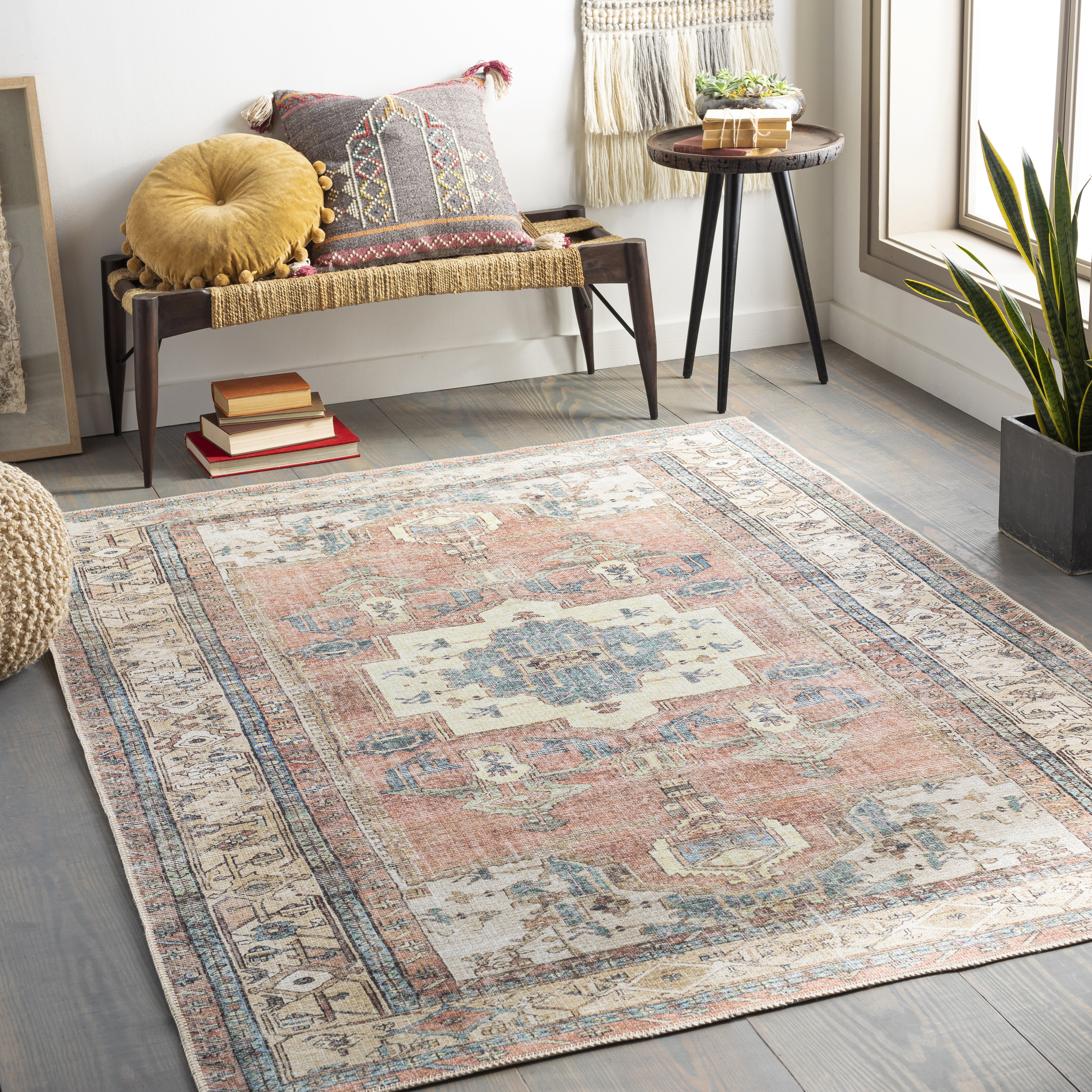 Amelie Beige Indoor 7'10" x 10'2" Machine Woven Rug - Image 1