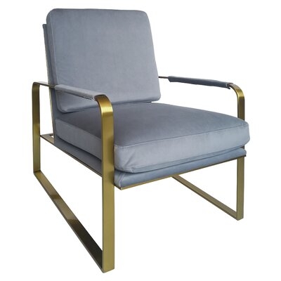 Accent Chair, Velvet Seat And Gold  SS Legs - Image 0