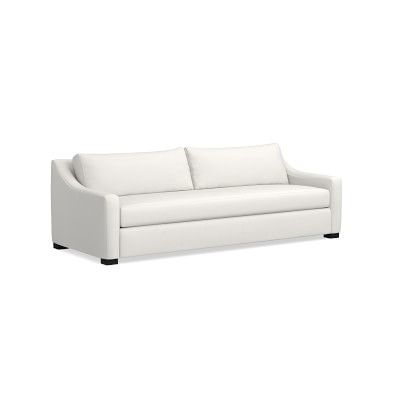 Ghent Slope Arm 96" Sofa, Down Cushion, Perennials Performance Chenille Weave, Ivory, Natural Leg - Image 1