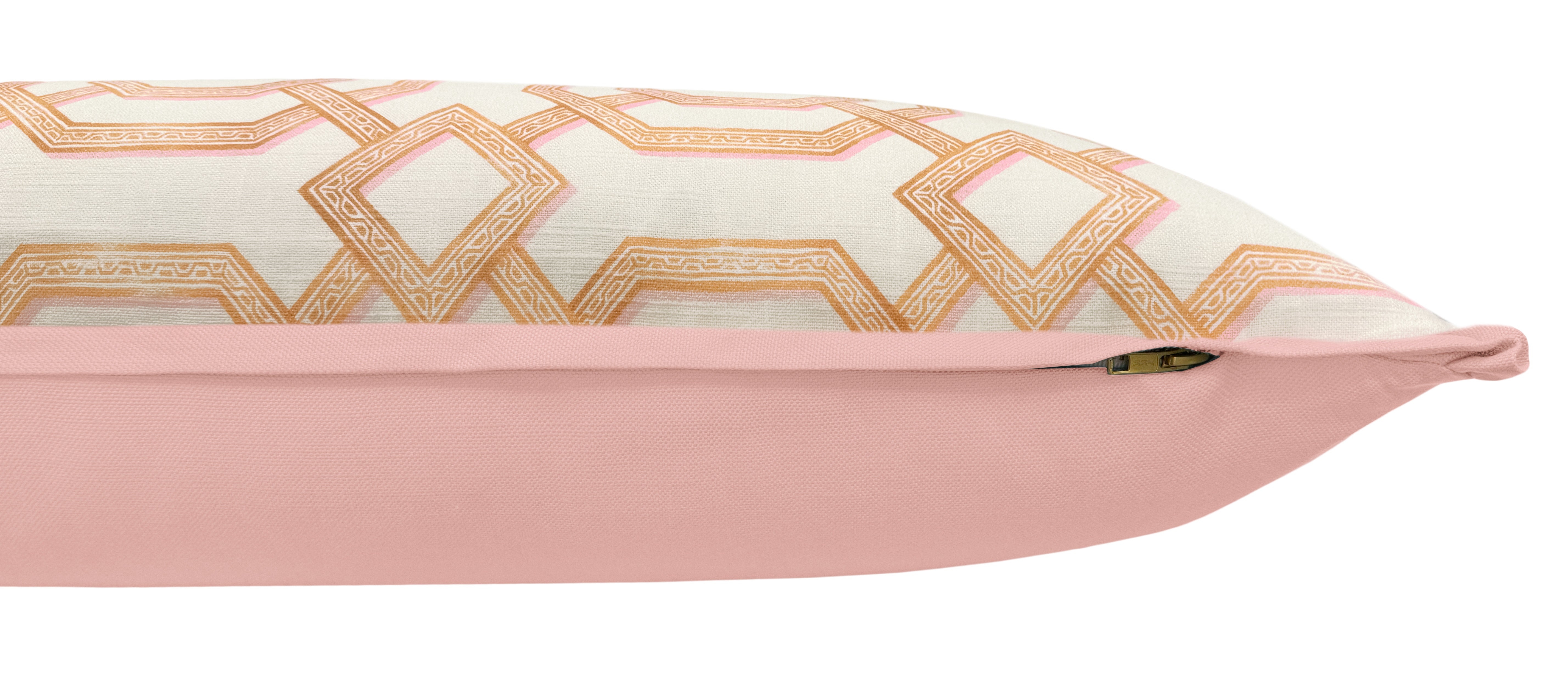 THE XL LUMBAR :: LATTICE PRINT // TANGERINE | LDC - SAMPLE 4" X 4" / BUTTERFLY FLANGE / Blush - Image 3