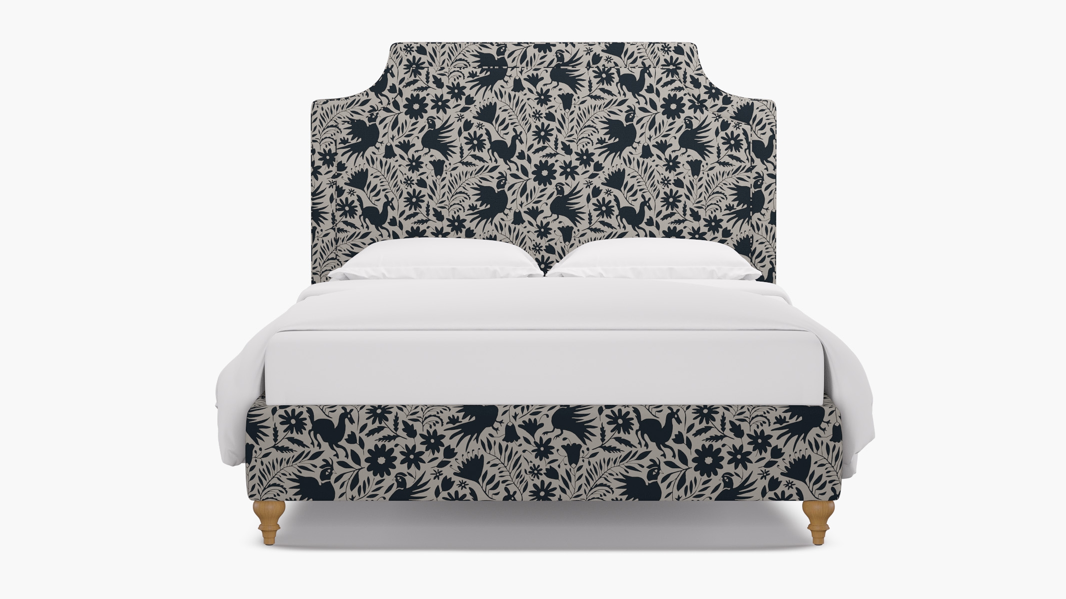 Deco Bed, Ink Frida, Natural Traditional Turned Leg, King - Image 0