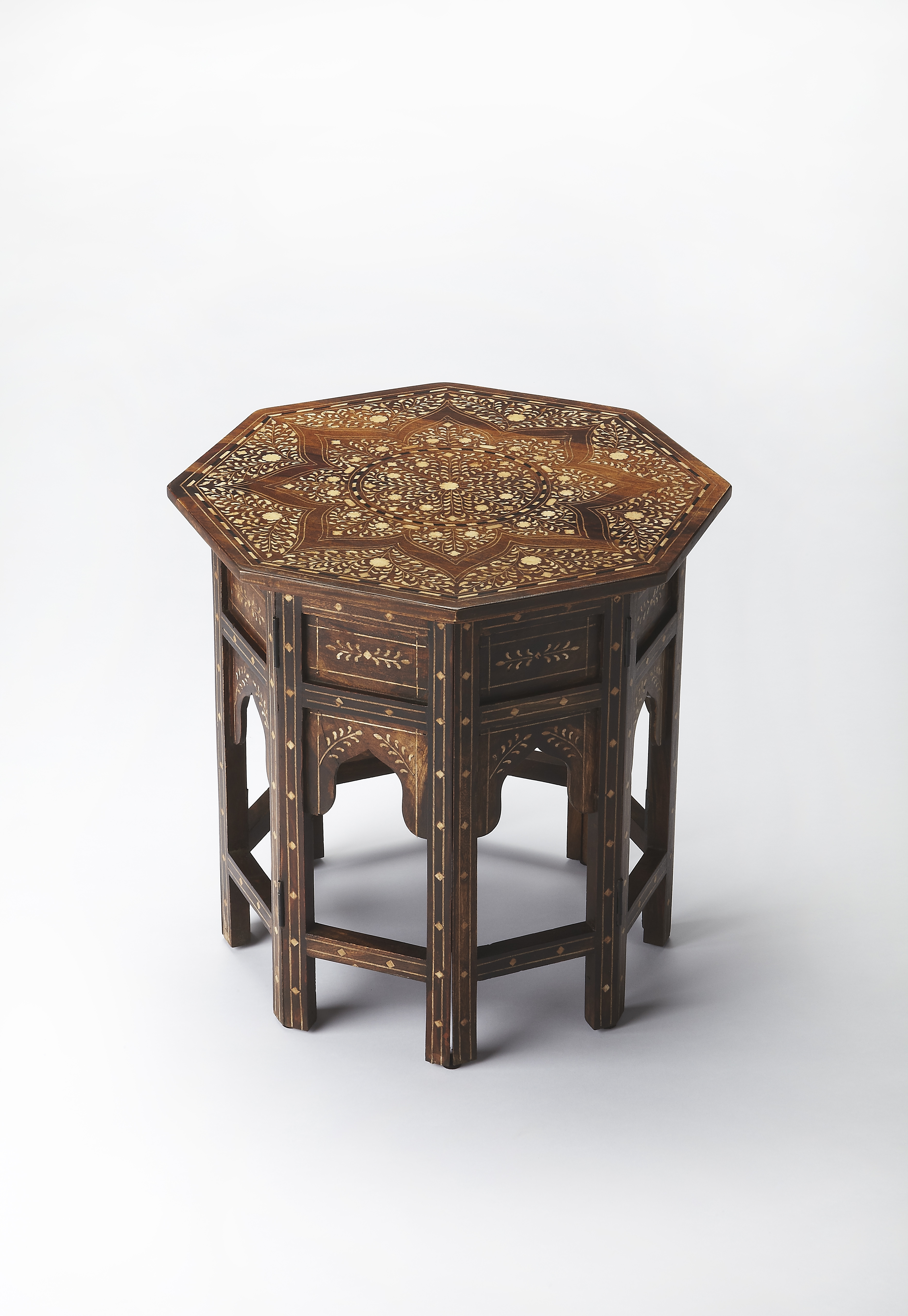 Rashmi Wood & Bone Inlay Side Table - Image 1