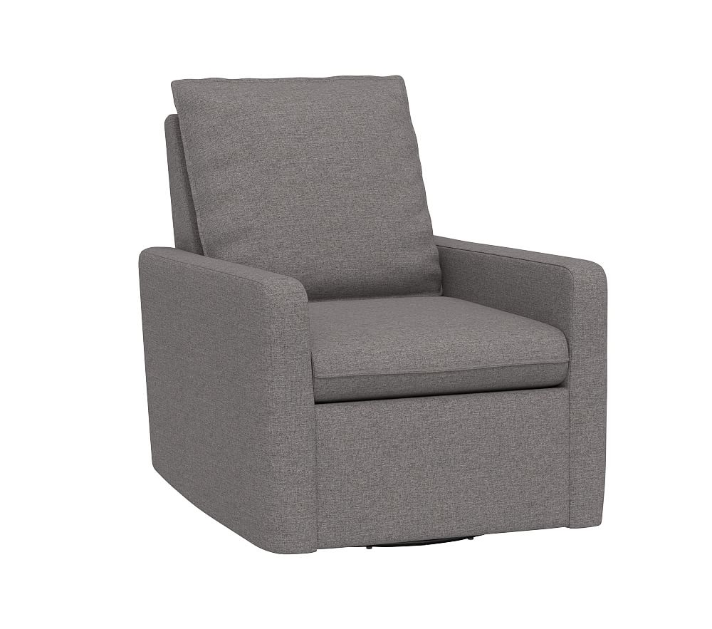 Paxton Swivel Glider, Brushed Crossweave, Charcoal - Image 0