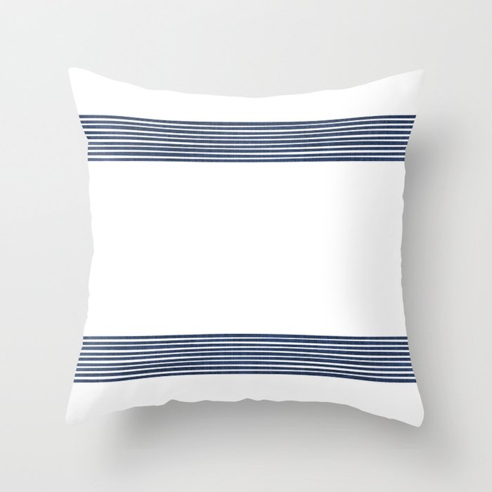Band In Navy Throw Pillow by House Of Haha - Cover (24" x 24") With Pillow Insert - Indoor Pillow - Image 0