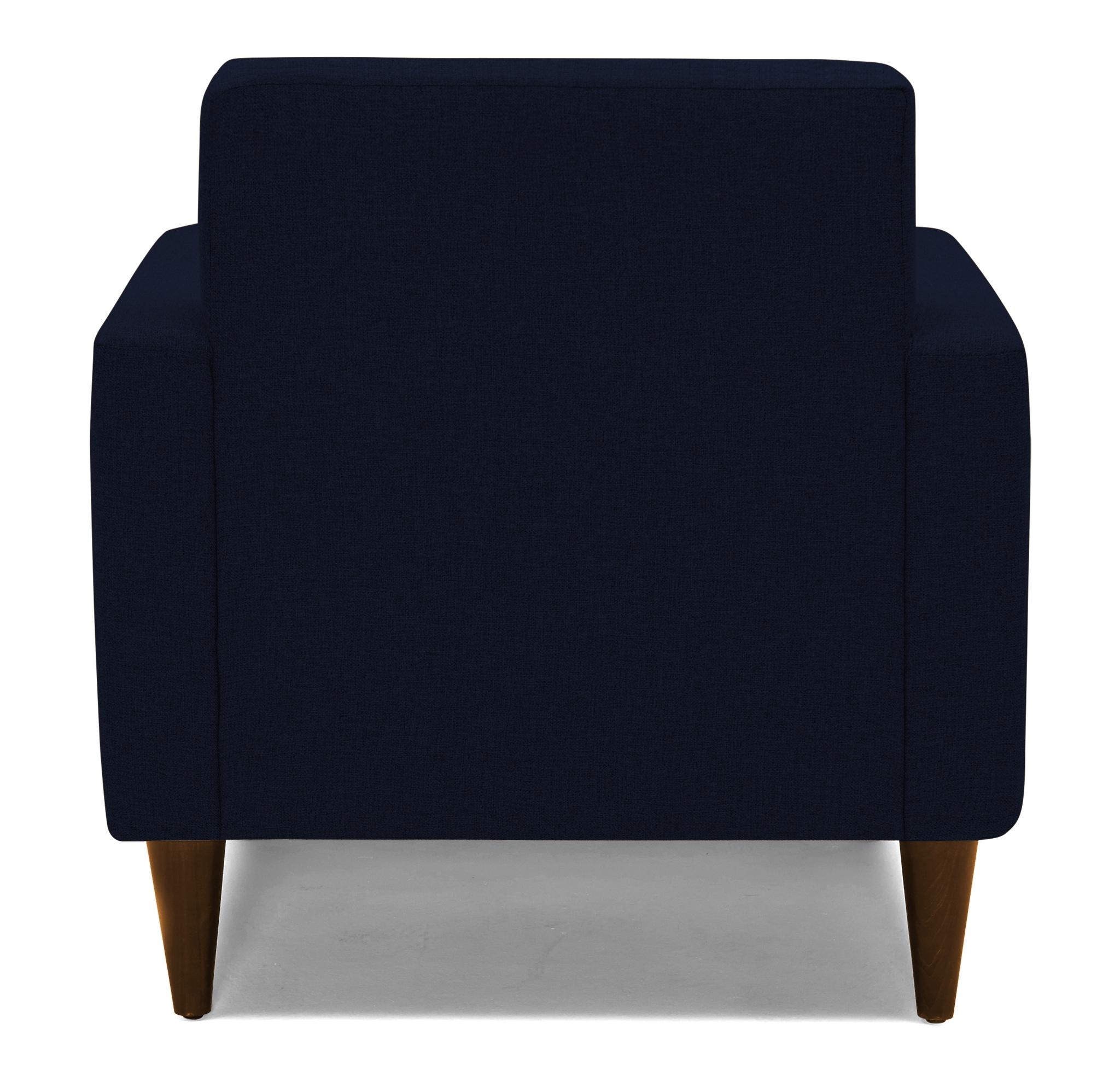 Blue Korver Mid Century Modern Apartment Chair - Bentley Indigo - Mocha - Image 4
