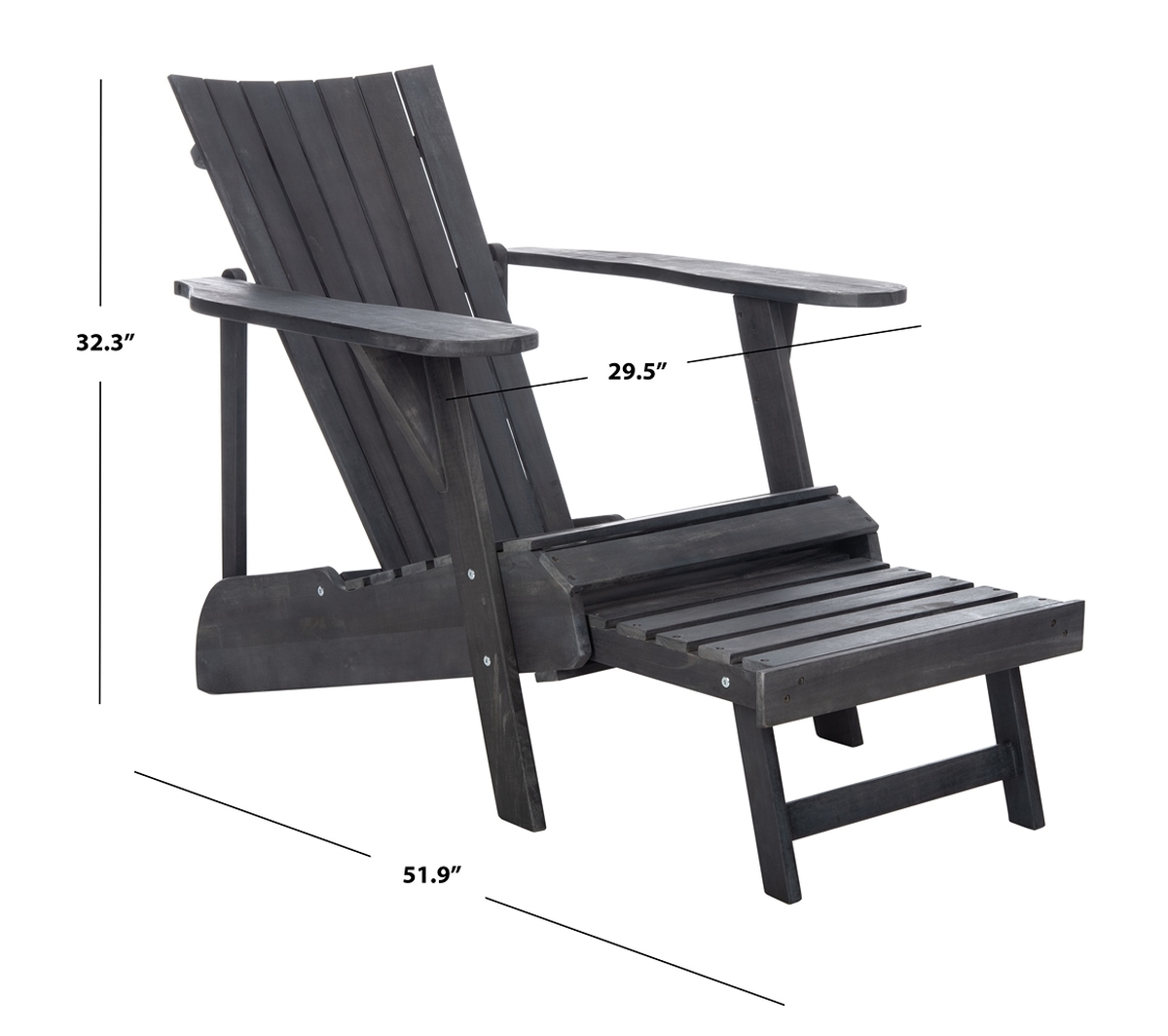 Merlin Adirondack Chair - Dark Slate Gray - Safavieh - Image 8