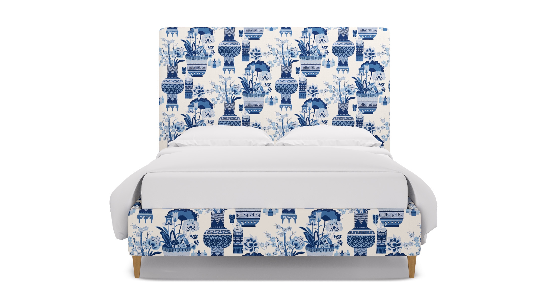 Classic Bed, Delft Kan-Shie, Natural Square Tapered Leg, Queen - Image 0
