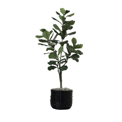 66" Artificial Fiddle Leaf Fig Tree in Planter - Image 0