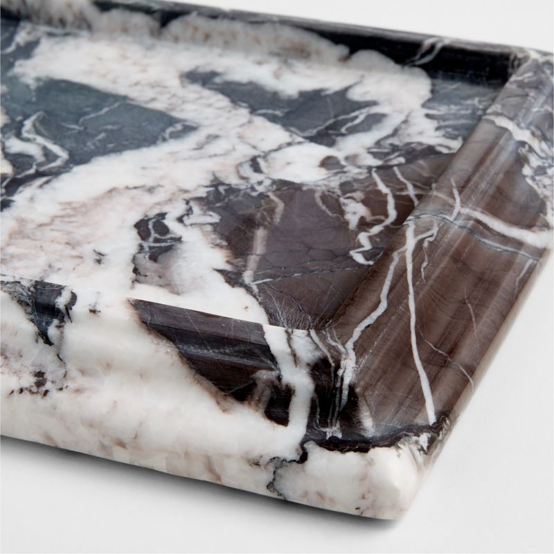 Rectangle Fluted Himalayan Gray Marble Decorative Tray by Jeremiah Brent - Image 3