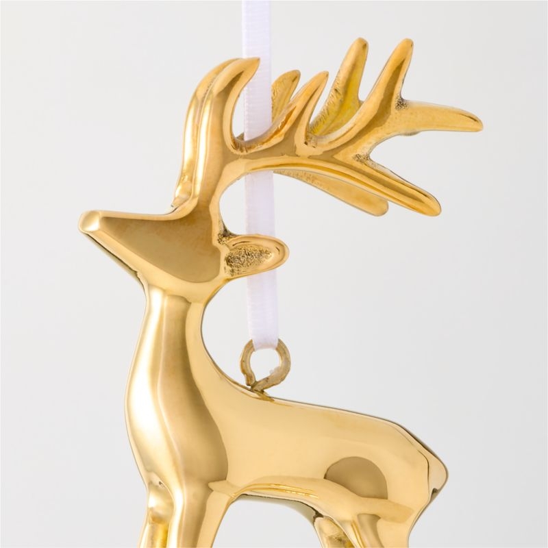 Unlacquered Brass Reindeer Christmas Tree Ornament - Image 1