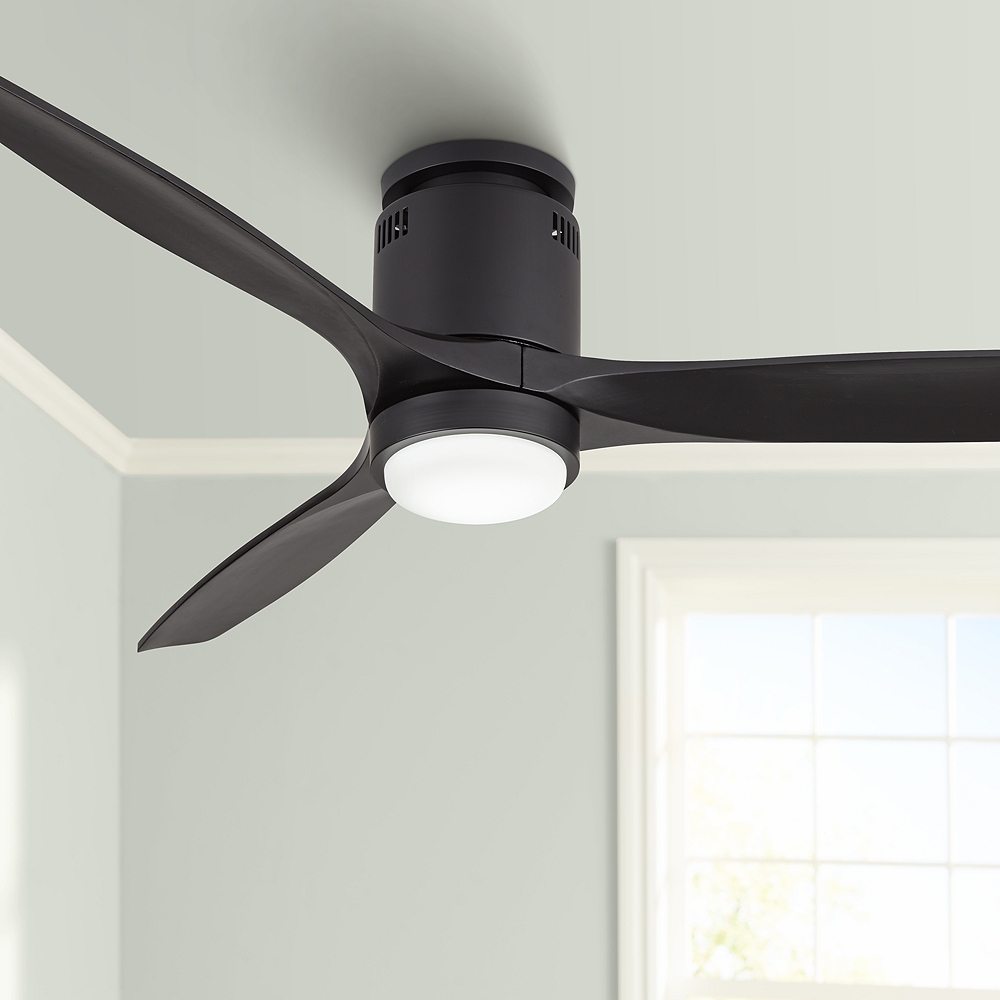 52" Casa Vieja Windspun Matte Black LED Hugger Ceiling Fan with Remote - Image 0