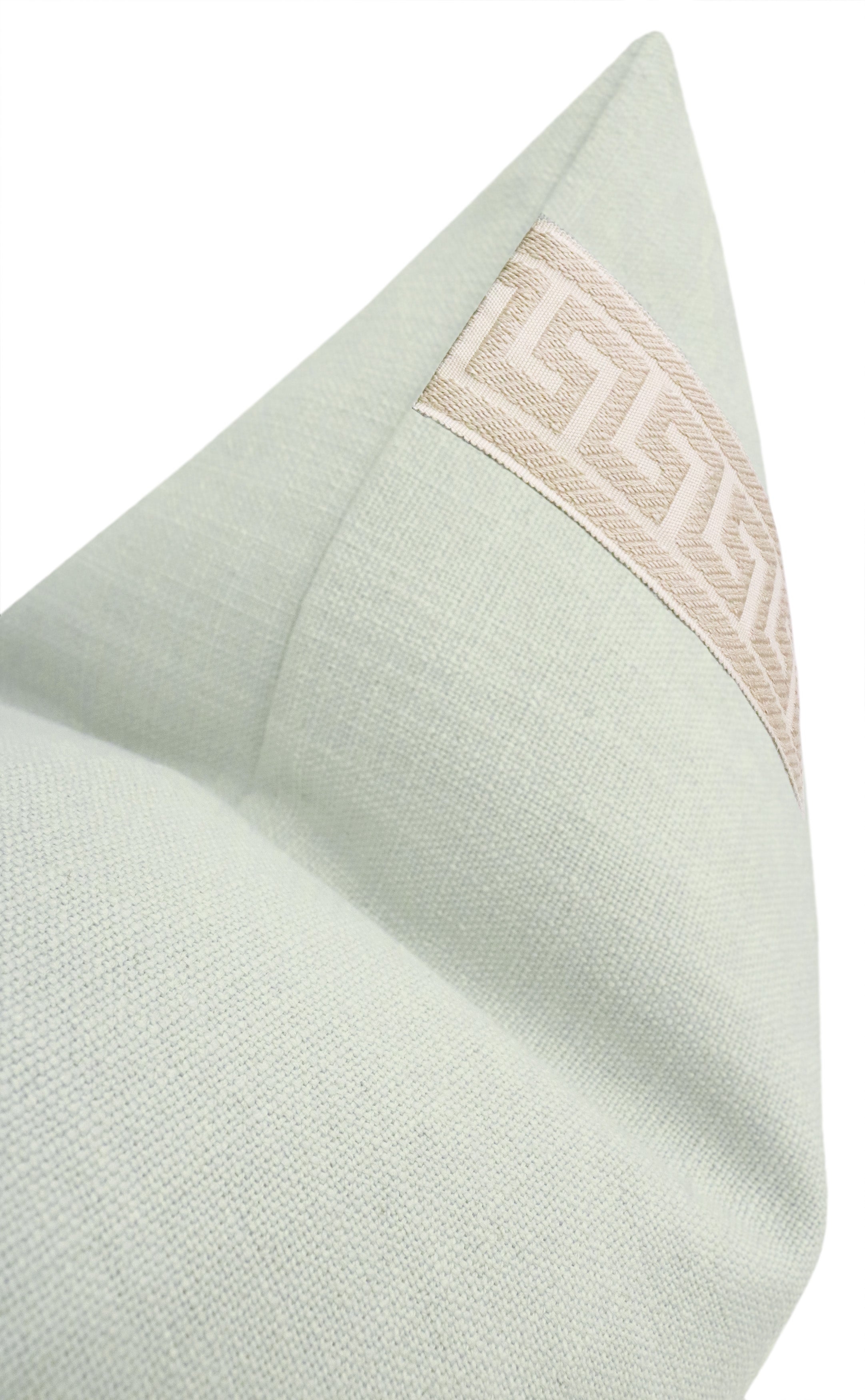 SIGNATURE LINEN // SPA BLUE + GREEK KEY TRIM // CASHMERE - 20” X 36” KING SHAM - Image 2