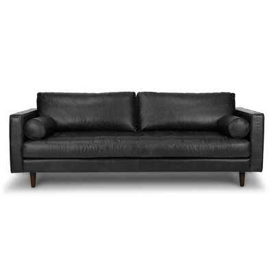 Holland 88" Genuine Leather Tuxedo Arm Sofa - Image 0