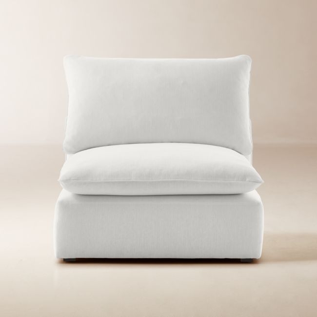 Lumis Snow White Performance Fabric Deep Depth Armless Chair - Image 0