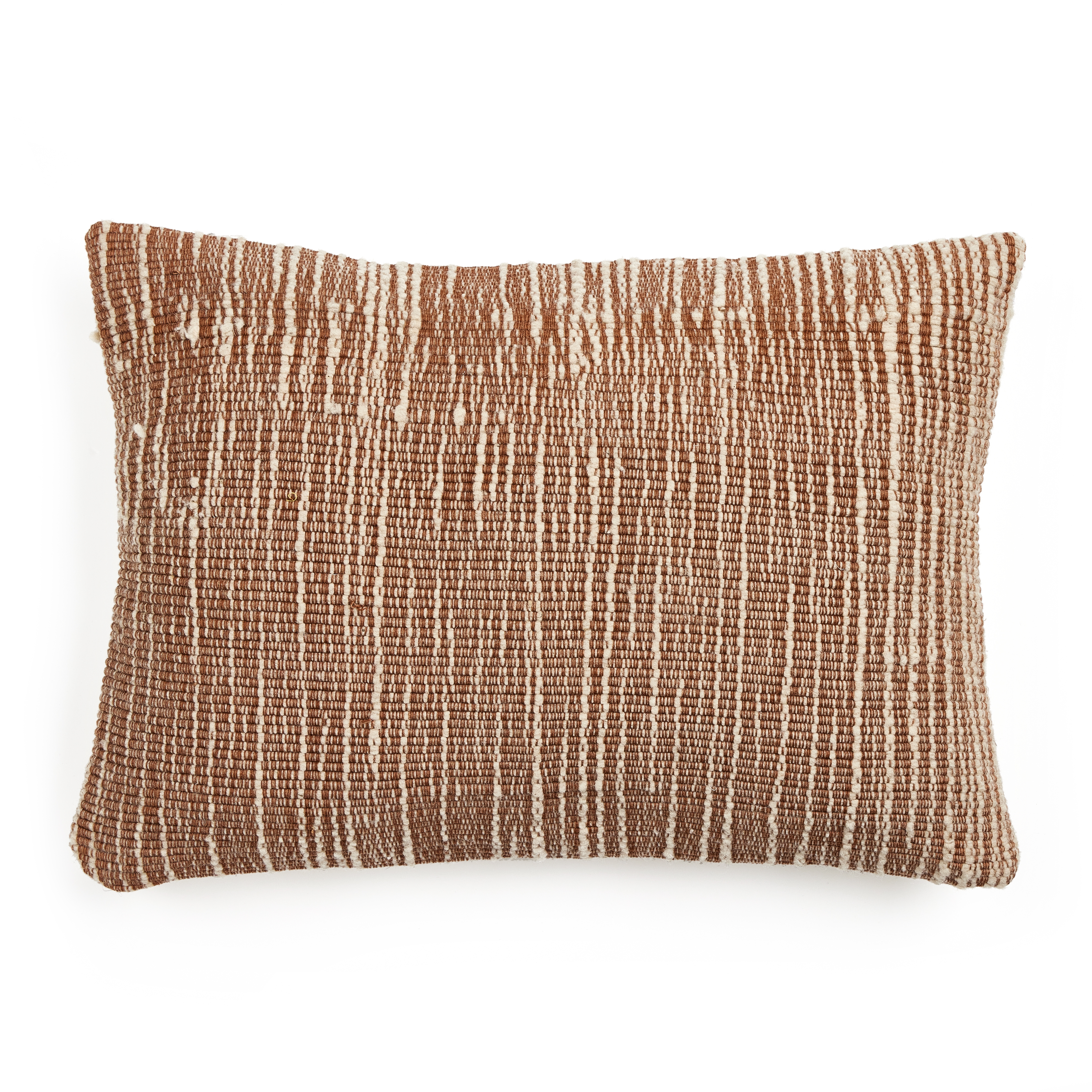 Handwoven Stripe Wool Pillow-Ntrl-14x20 - Image 0