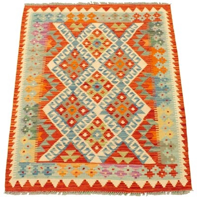 One-of-a-Kind Bolesta Hand-Knotted New Age 3'4" x 4'10" Wool Area Rug in Cream/Red - Image 0