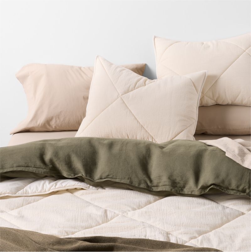 Aire Cotton Crinkle Matelasse Calm Beige Twin/Twin XL Comforter - Image 1