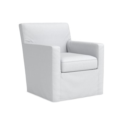 Brighton Slipcovered Chair, Standard Cushion, Performance Slub Weave, White - Image 1