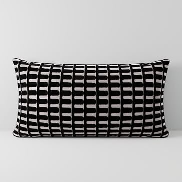 Cut Velvet Archways Pillow Cover, 14"x26", Black - Image 0