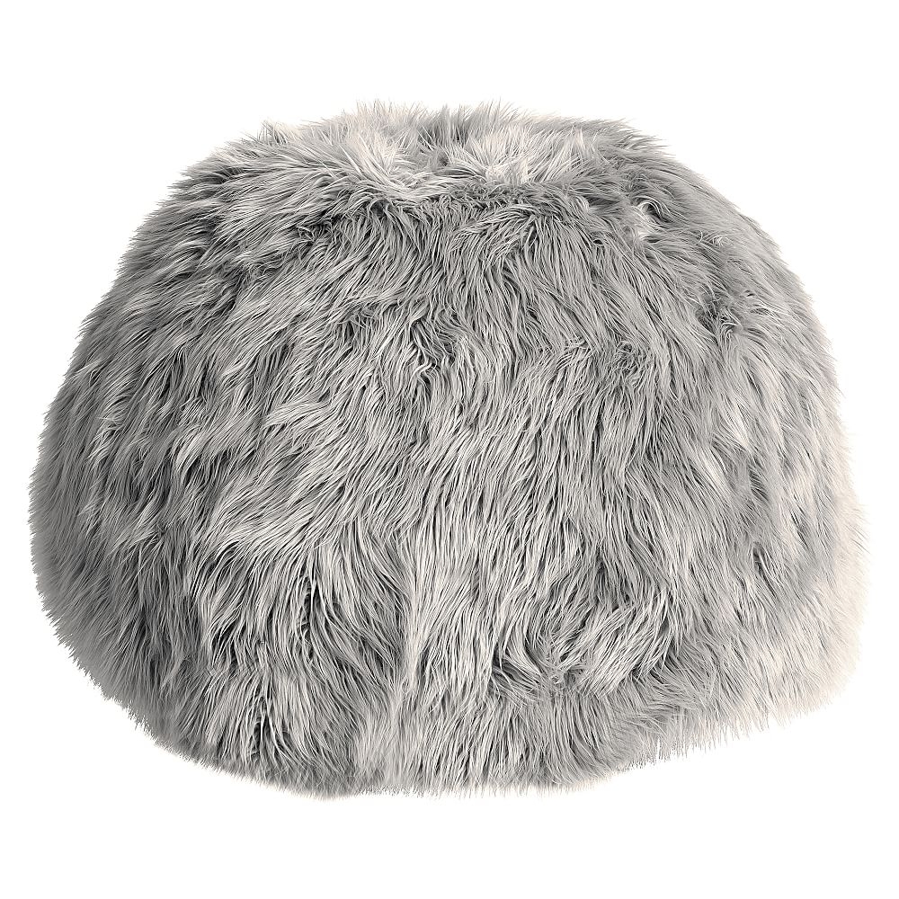Himalayan Faux-Fur Gray Bean Bag Chair Slipcover + Insert, Large - Image 0