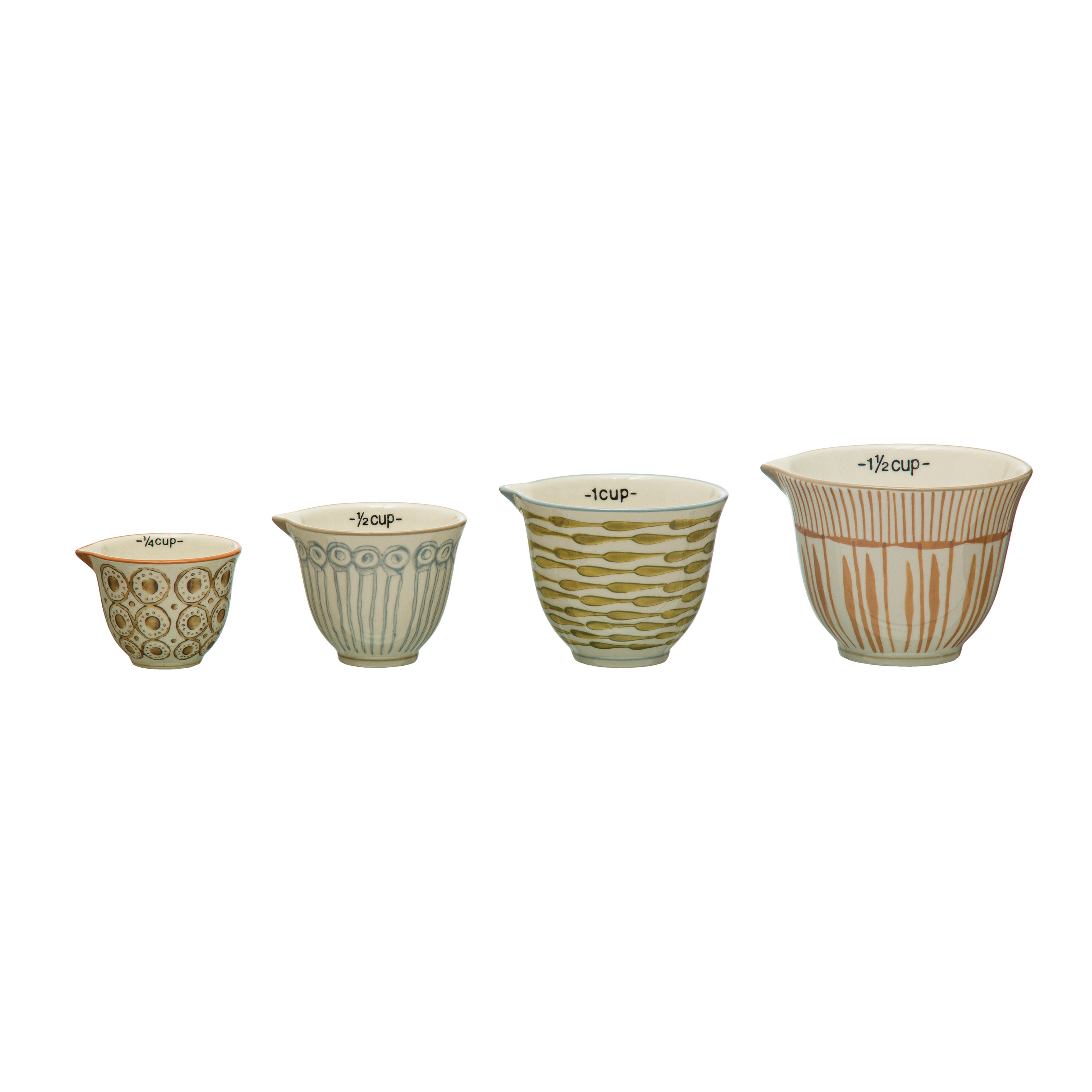 Stoneware Measuring Cups with Pour Spout, Set of 4 Sizes, Multicolor - Image 0