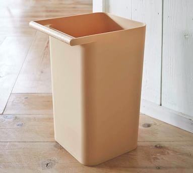 Yamazaki Wood Handle 2.5 Gallon Trash Can, White - Image 1