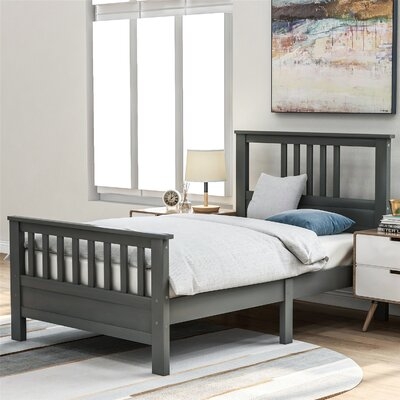 Wood Platform Bed With Headboard And Footboard, Full (White) - Image 0