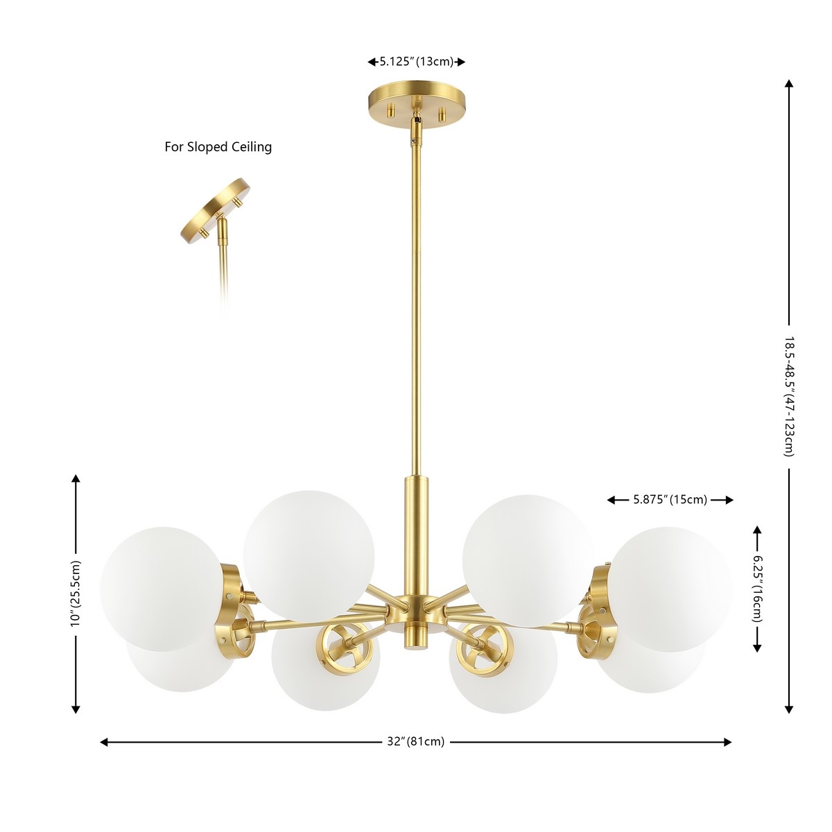 Prosie 8Lt 32" Chandelier - Gold - Safavieh - Image 3