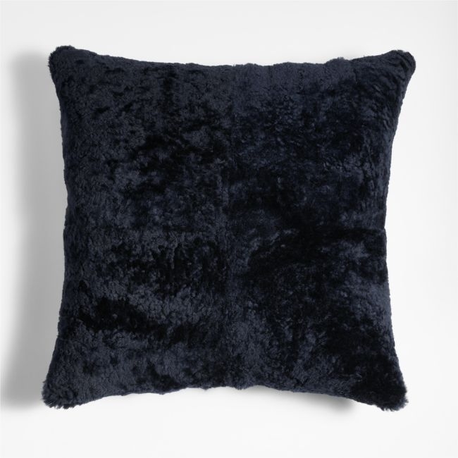 Malmo Shearling 20x20 Deep Indigo Blue Throw Pillow Cover - Image 0