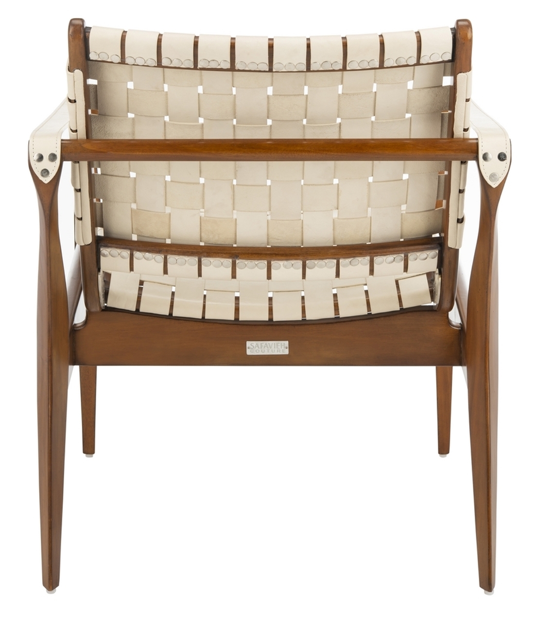 Dilan Leather Safari Chair - White - Safavieh - Image 8