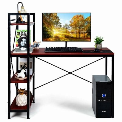 47.5" Writing Study Computer Desk With 4-Tier Shelves - Image 0