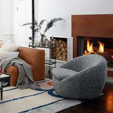 Cozy Swivel Chair, Chunky Melange, Charcoal, Set of 2 - Image 1