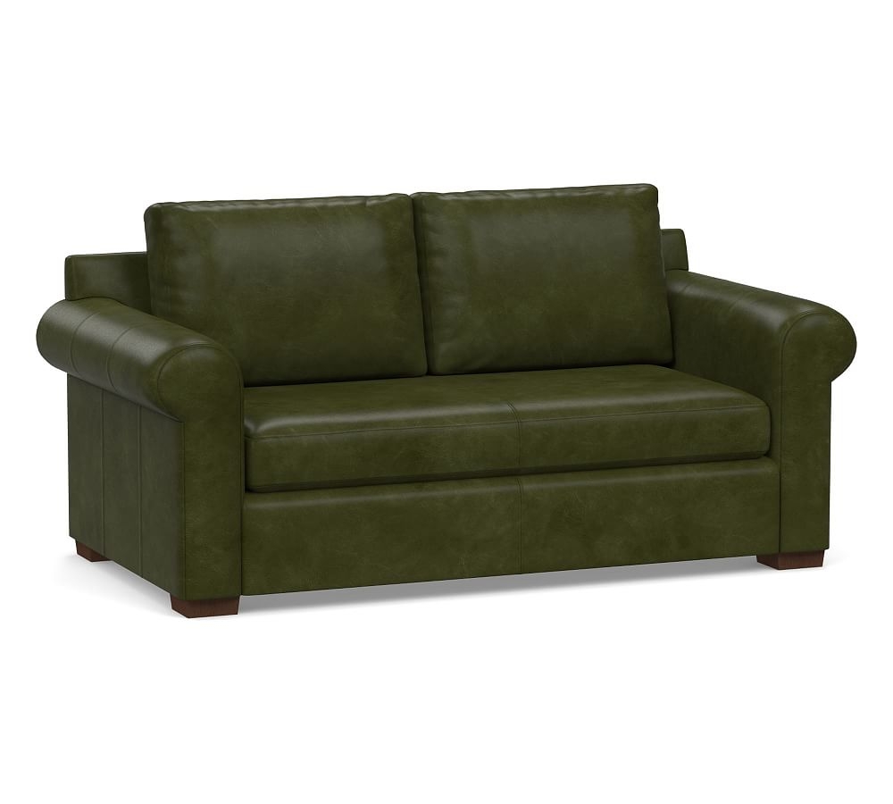 Shasta Roll Arm Leather Loveseat 71", Polyester Wrapped Cushions, Legacy Forest Green - Image 0