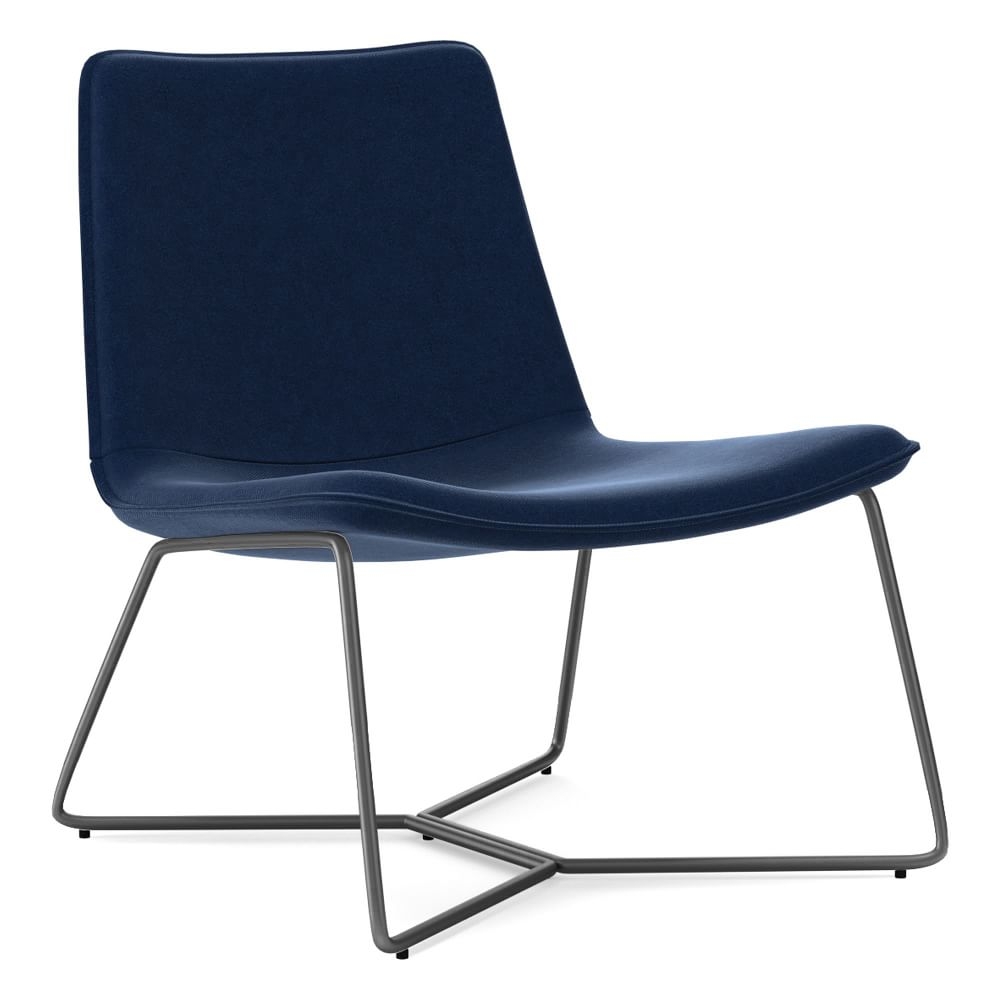 Slope Lounge Chair, Poly, Performance Velvet, Ink Blue, Charcoal - Image 0