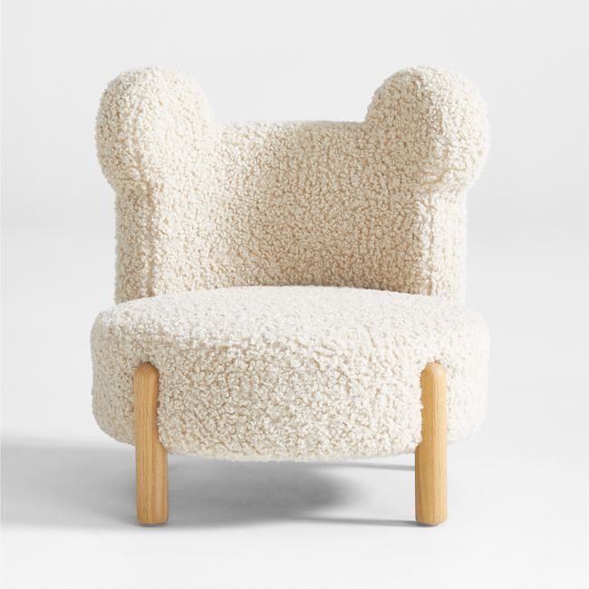Sherpa Cream White Bear Kids Play Chair - Image 0